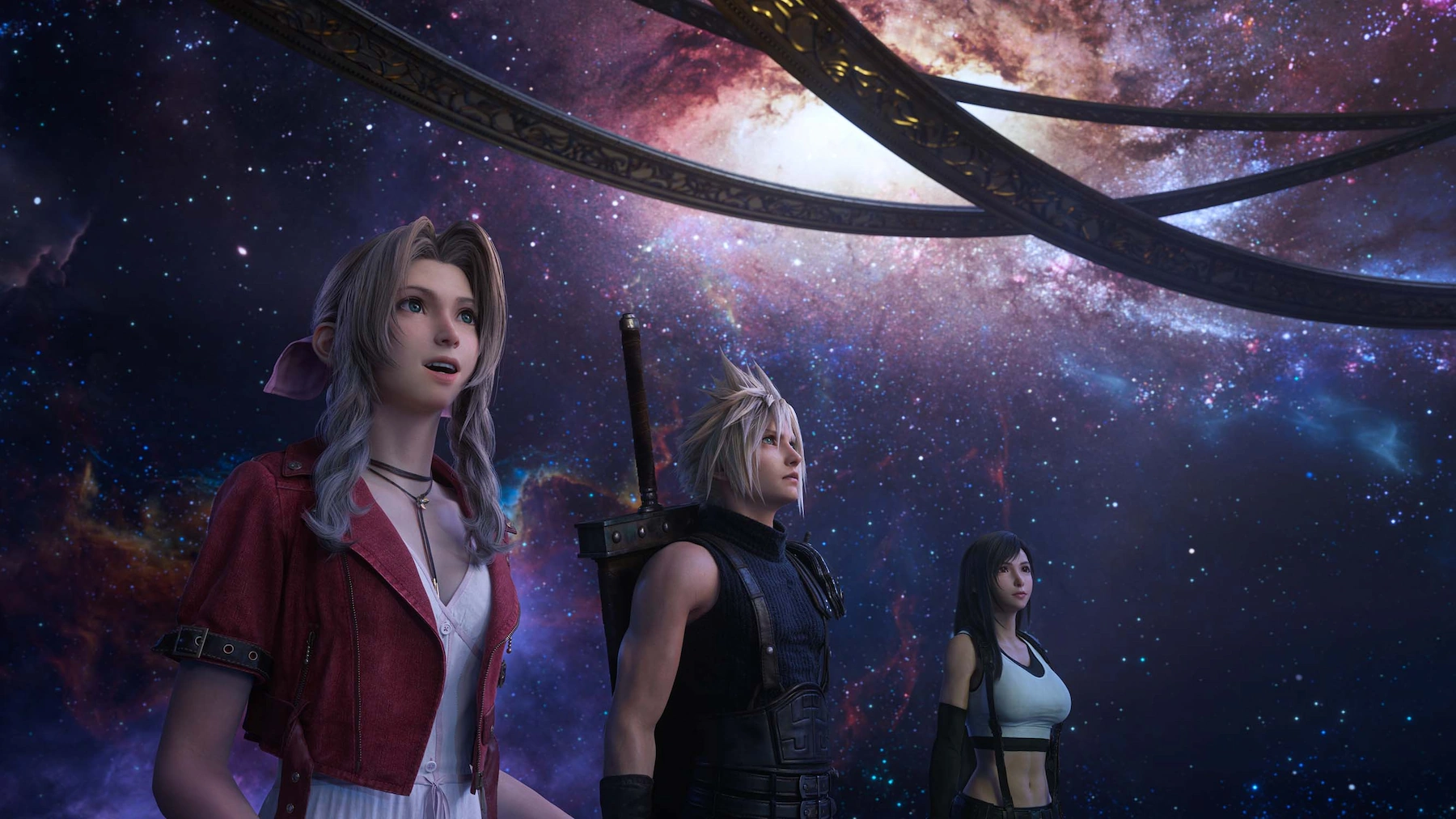 Final Fantasy VII Rebirth open world adventure with Cloud and companions